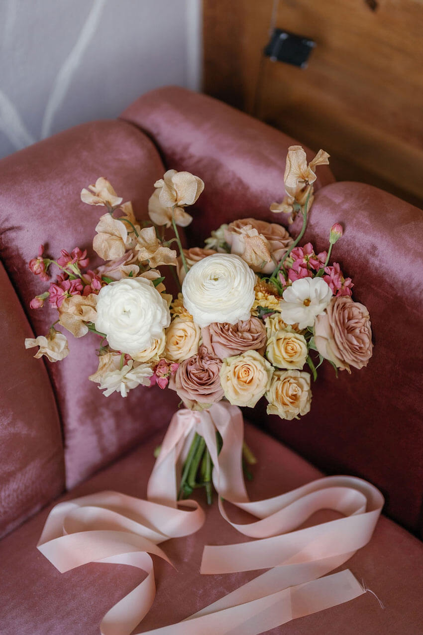 Velvet couch organic natural bouquet